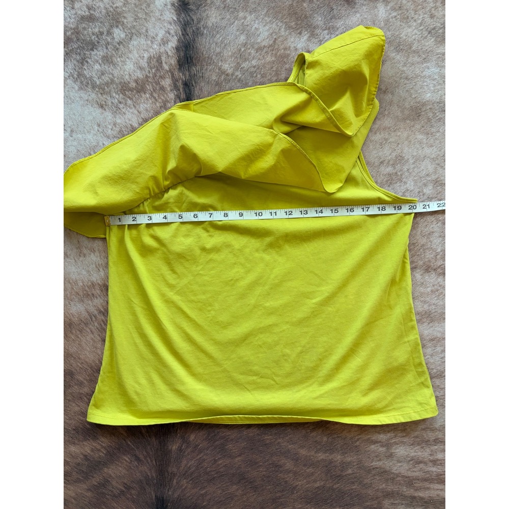 Marc New York Andrew Marc One Shoulder Ruffle Top Lime Yellow XL M4MKB419 - Picture 6 of 7